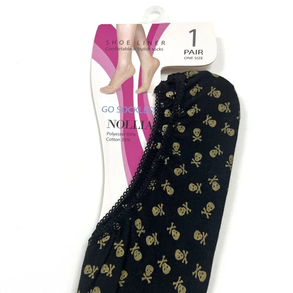 Socks - No Show - Shoe Liner - Footies - Skull & Crossbones - NWT